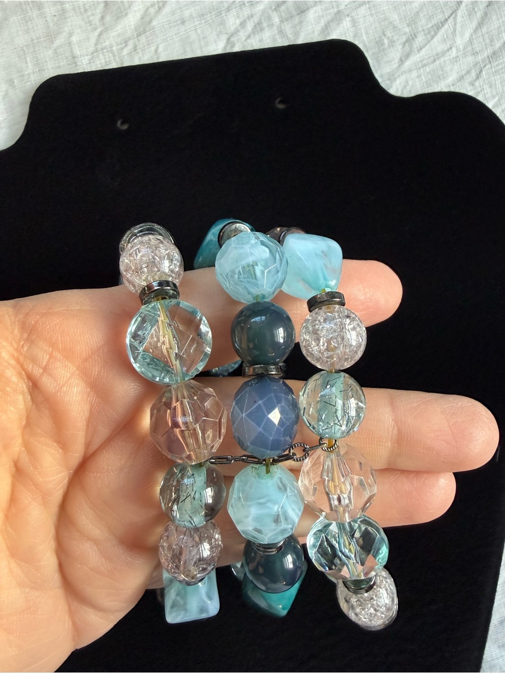 Blue Multi-Bead Stretch Bracelet